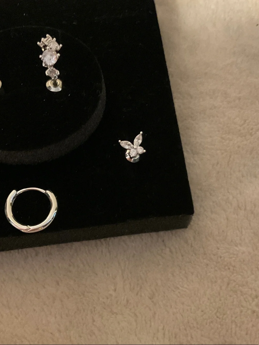 Silver Cubic Zirconia 3-Pair Earring Set - Classic Silver Sparkle